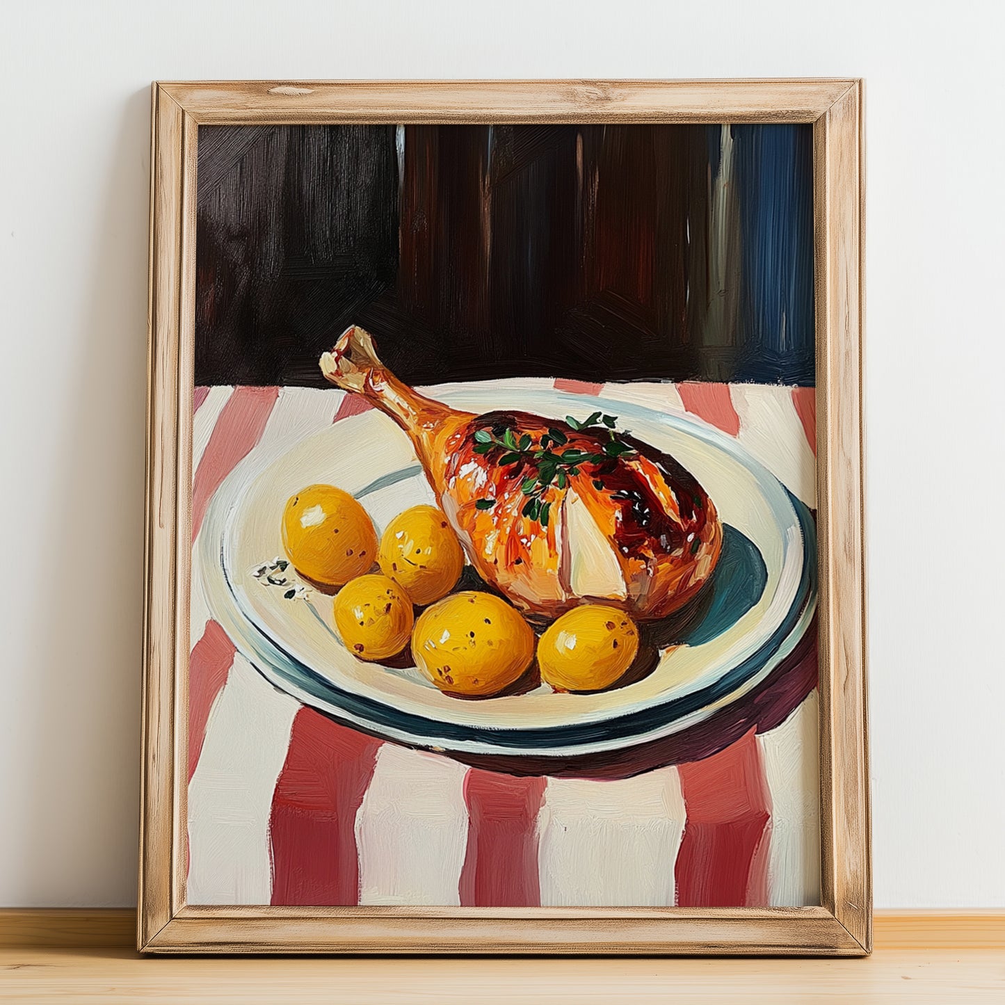 Confit de Canard – Art, French Food Poster, no-text version framed in wood