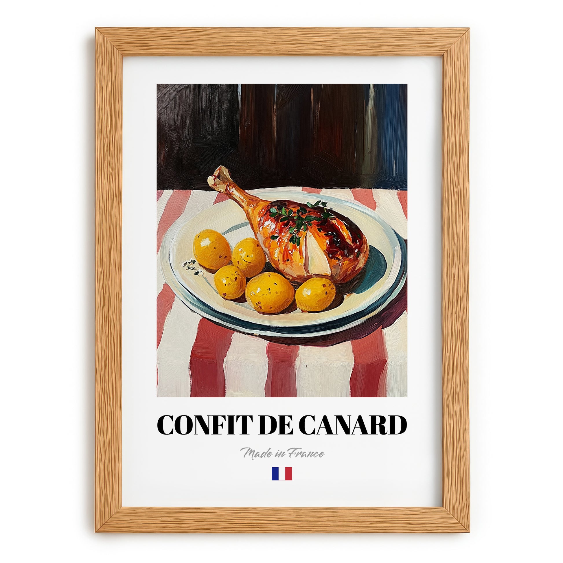 Confit de Canard – Art, French Food Poster, set in oak frame