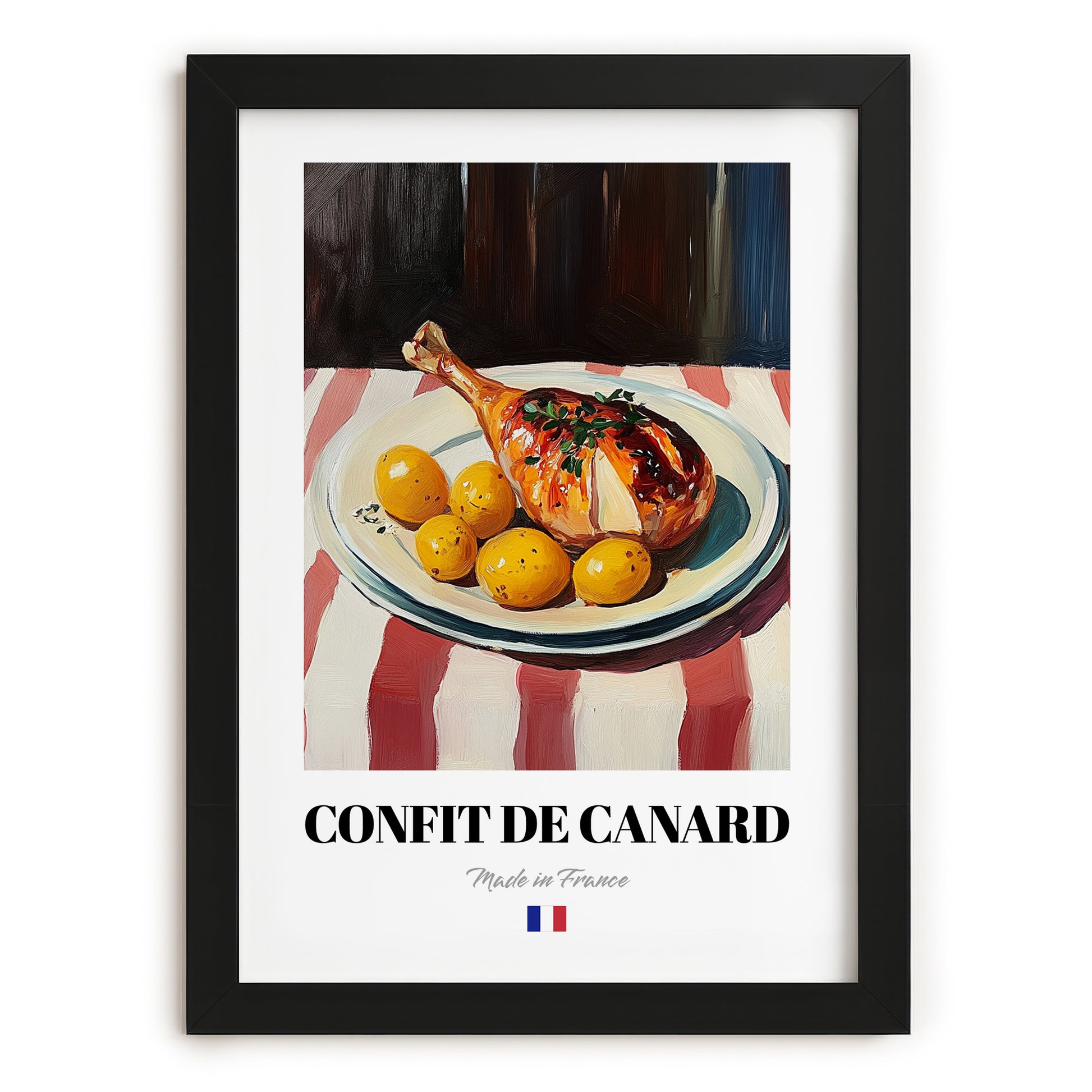 Confit de Canard – Art, French Food Poster, in sleek black frame