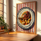 Confit de Canard – on Striped Tablecloth, French Food Illustration, clean layout with no caption