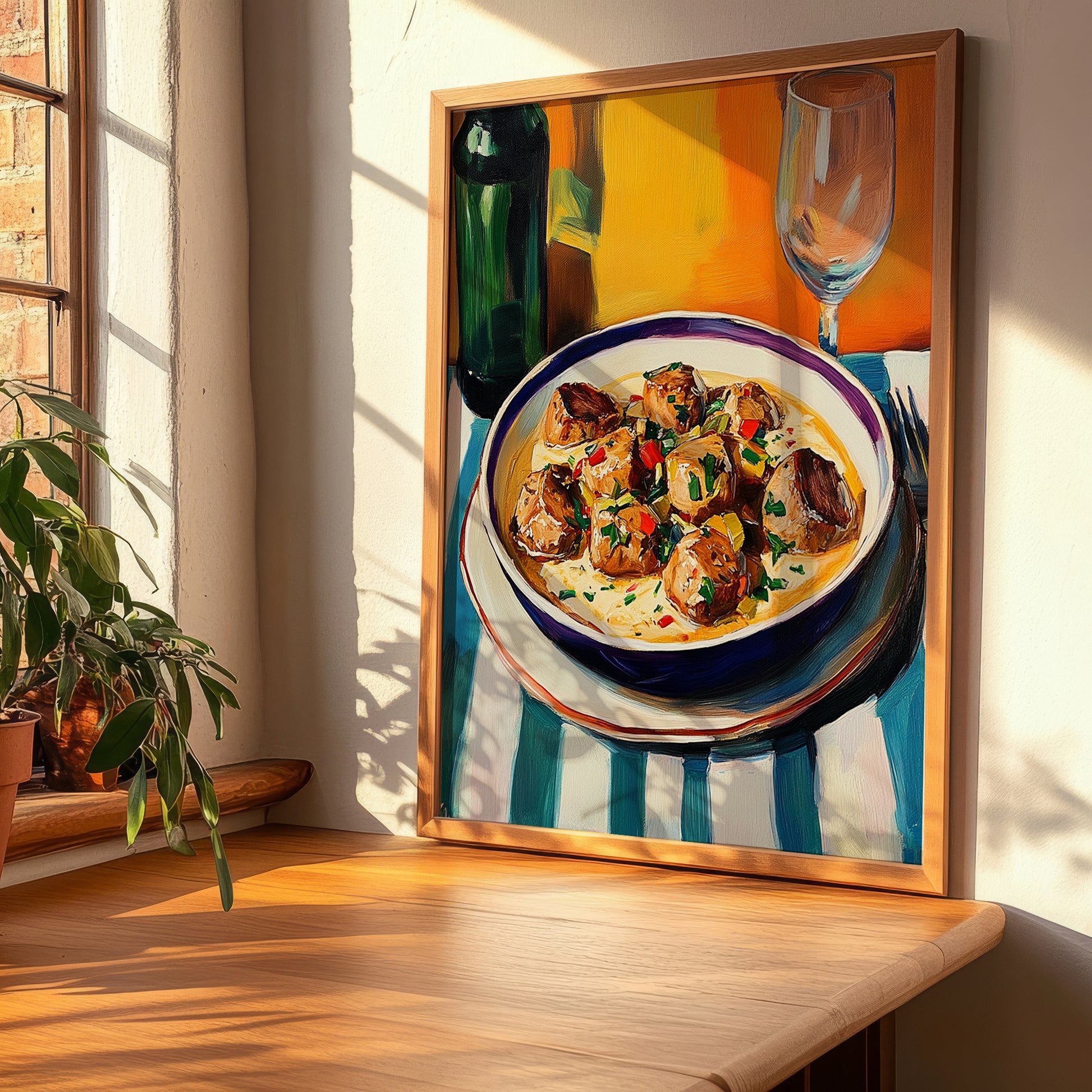 Blanquette de Veau – Oil Painting, French Food Wall Painting, clean layout with no caption