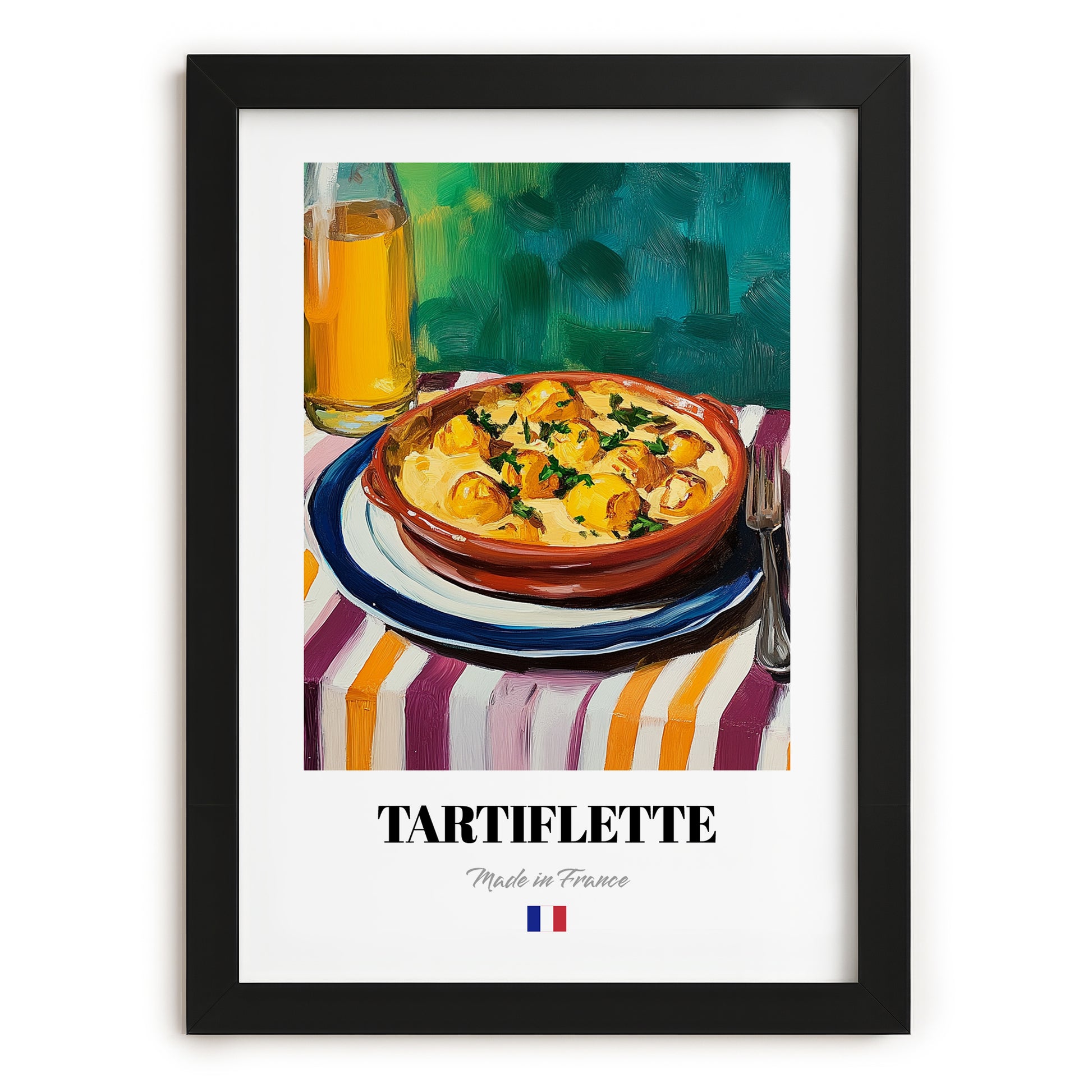 Tartiflette – Art, French Food Still Life, in sleek black frame