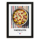 Tartiflette – on Striped Tablecloth, French Food Wall Decor, in sleek black frame