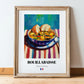 Bouillabaisse – Art, French Food Illustration, in wooden frame leaning on the floor