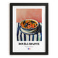 Bouillabaisse – on Striped Tablecloth, French Food Wall Art, in sleek black frame