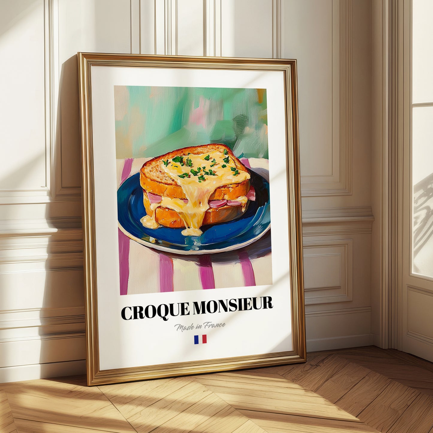 Croque Monsieur – Oil Painting, French Food Wall Illustration