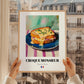 Croque Monsieur – Oil Painting, French Food Wall Illustration, styled in a charming Paris street view