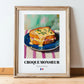 Croque Monsieur – Oil Painting, French Food Wall Illustration, in wooden frame leaning on the floor
