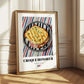 Croque Monsieur – on Striped Tablecloth, French Food Painting