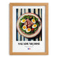 Salade Niçoise – on Striped Tablecloth, French Food Painting, set in oak frame