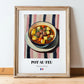 Pot-au-feu – on Striped Tablecloth, French Food Painting, in wooden frame leaning on the floor