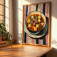 Pot-au-feu – on Striped Tablecloth, French Food Painting, clean layout with no caption