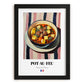 Pot-au-feu – on Striped Tablecloth, French Food Painting, in sleek black frame