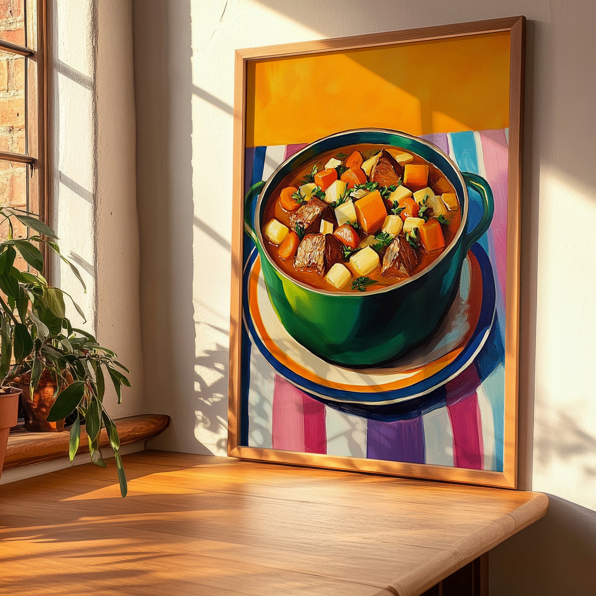 Pot-au-feu – Oil Painting, French Food Print, clean layout with no caption
