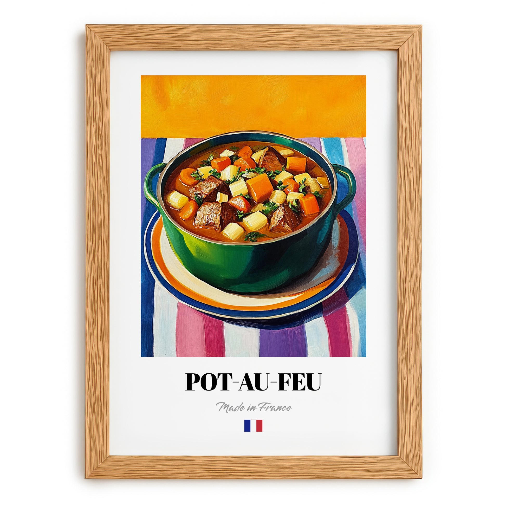 Pot-au-feu – Oil Painting, French Food Print, set in oak frame