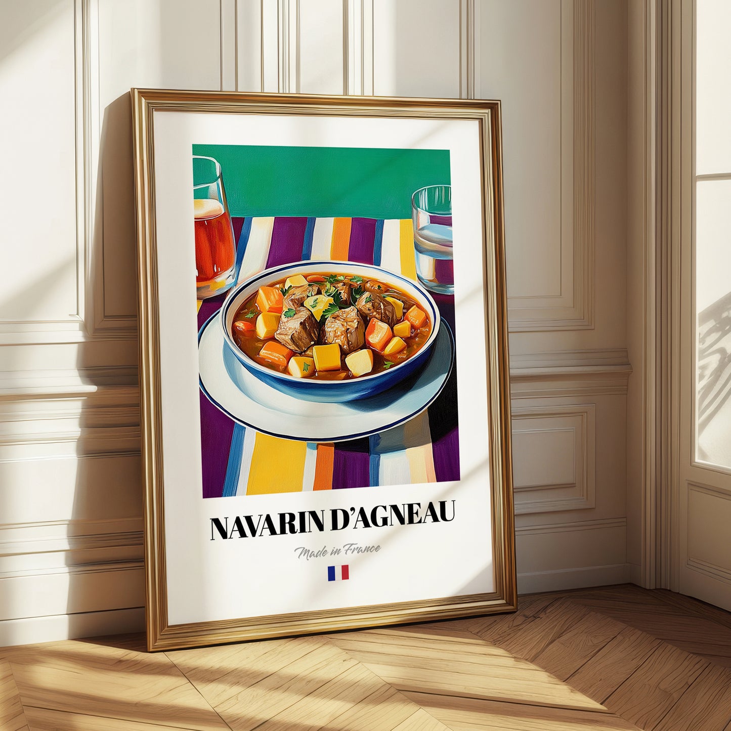 Navarin d’Agneau – Colorful Oil Painting, French Food Poster