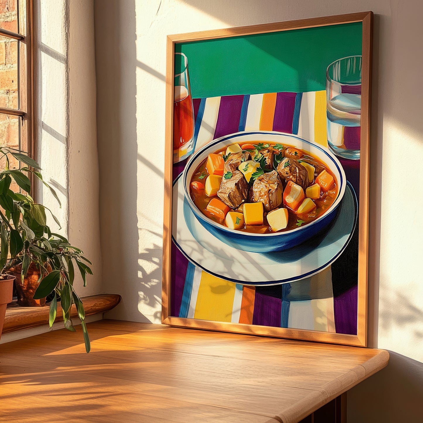 Navarin d’Agneau – Colorful Oil Painting, French Food Poster, clean layout with no caption