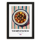 Navarin d’Agneau – on Striped Tablecloth, French Food Wall Art, in sleek black frame