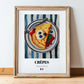 Crêpes – on Striped Tablecloth, French French Pastry Still Life, in wooden frame leaning on the floor
