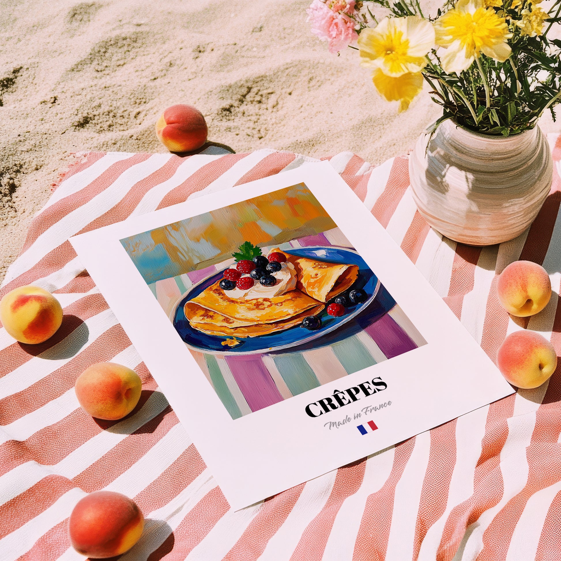 Crêpes – Art, French French Pastry Painting, unframed on coastal sand