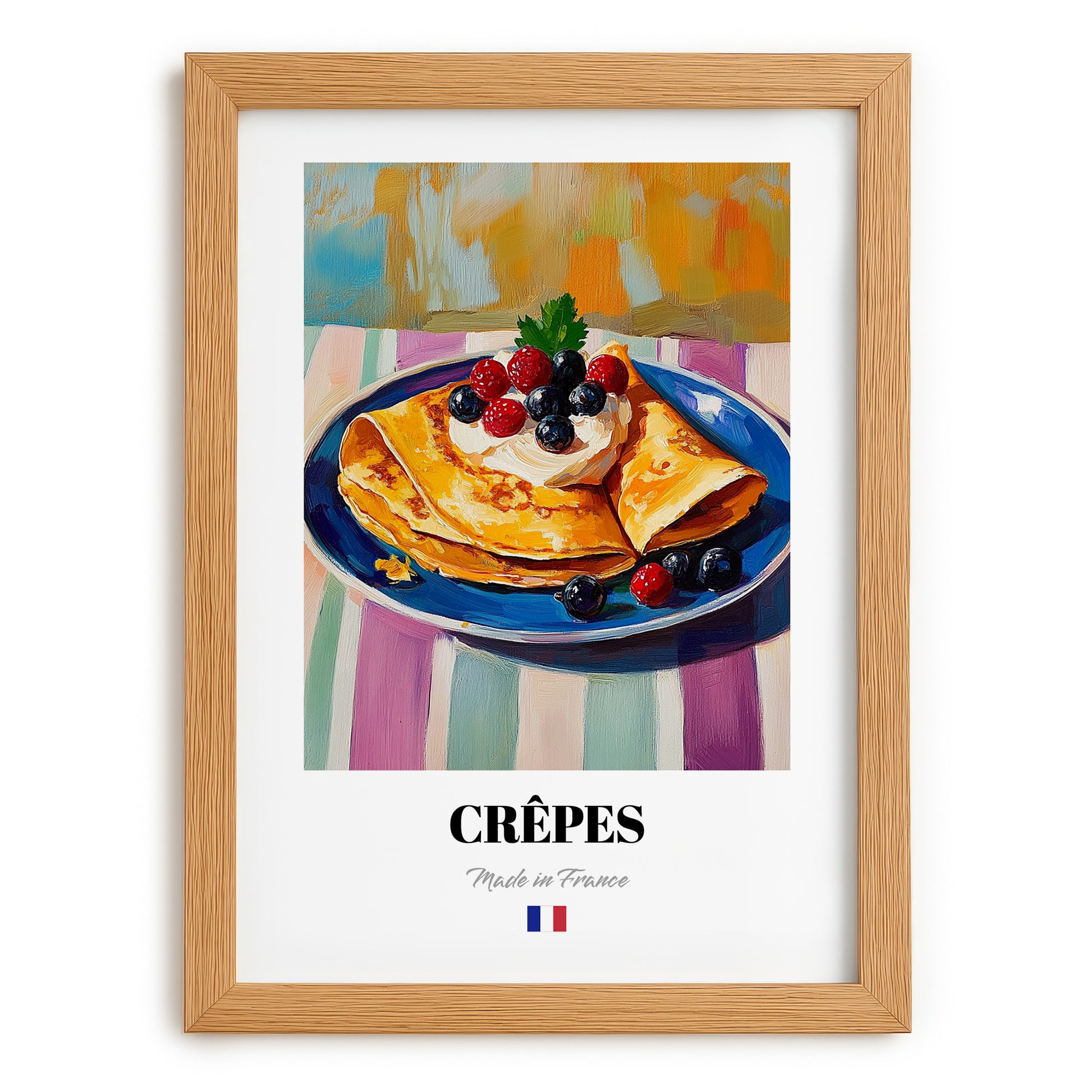 Crêpes – Art, French French Pastry Painting, set in oak frame