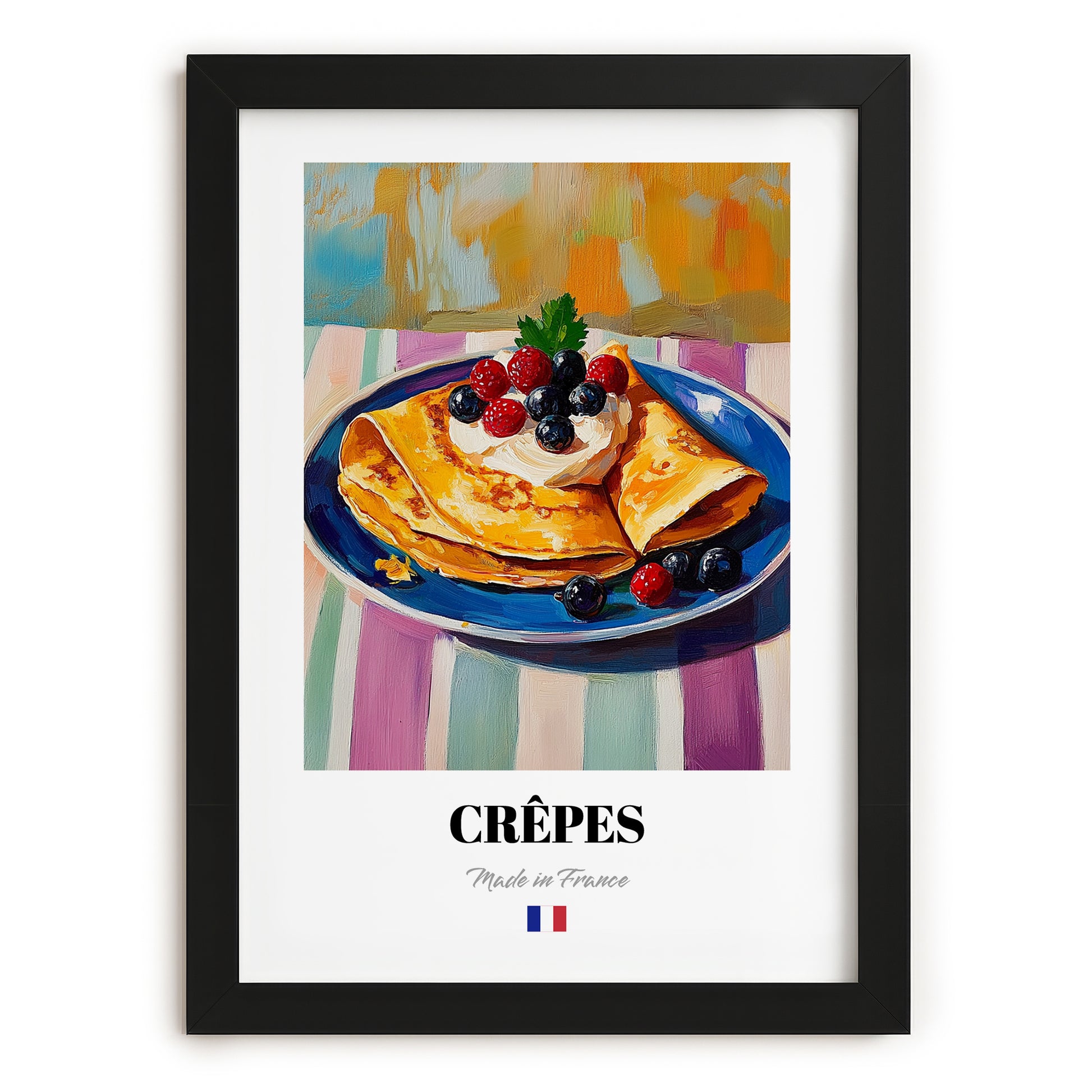 Crêpes – Art, French French Pastry Painting, in sleek black frame