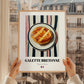 Galette Bretonne – on Striped Tablecloth, French Pastry Illustration, styled in a charming Paris street view