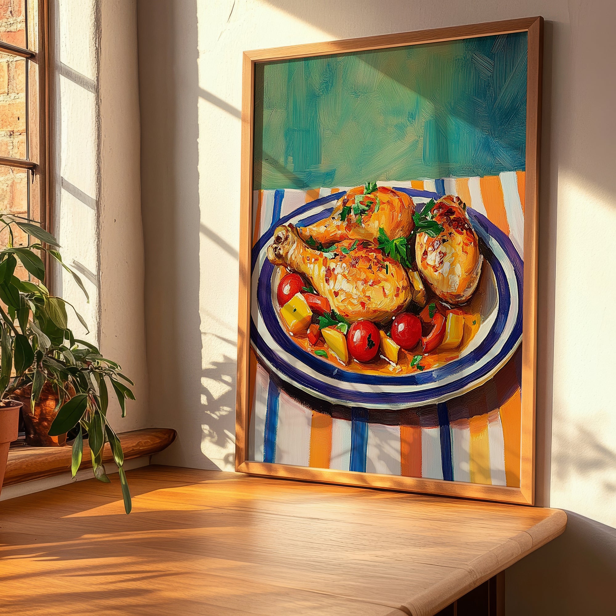 Poulet Basquaise – Oil Painting, French Food Wall Art, clean layout with no caption