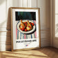 Poulet Basquaise – on Striped Tablecloth, French Food Painting