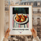 Poulet Basquaise – on Striped Tablecloth, French Food Painting, styled in a charming Paris street view