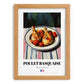 Poulet Basquaise – on Striped Tablecloth, French Food Painting, set in oak frame