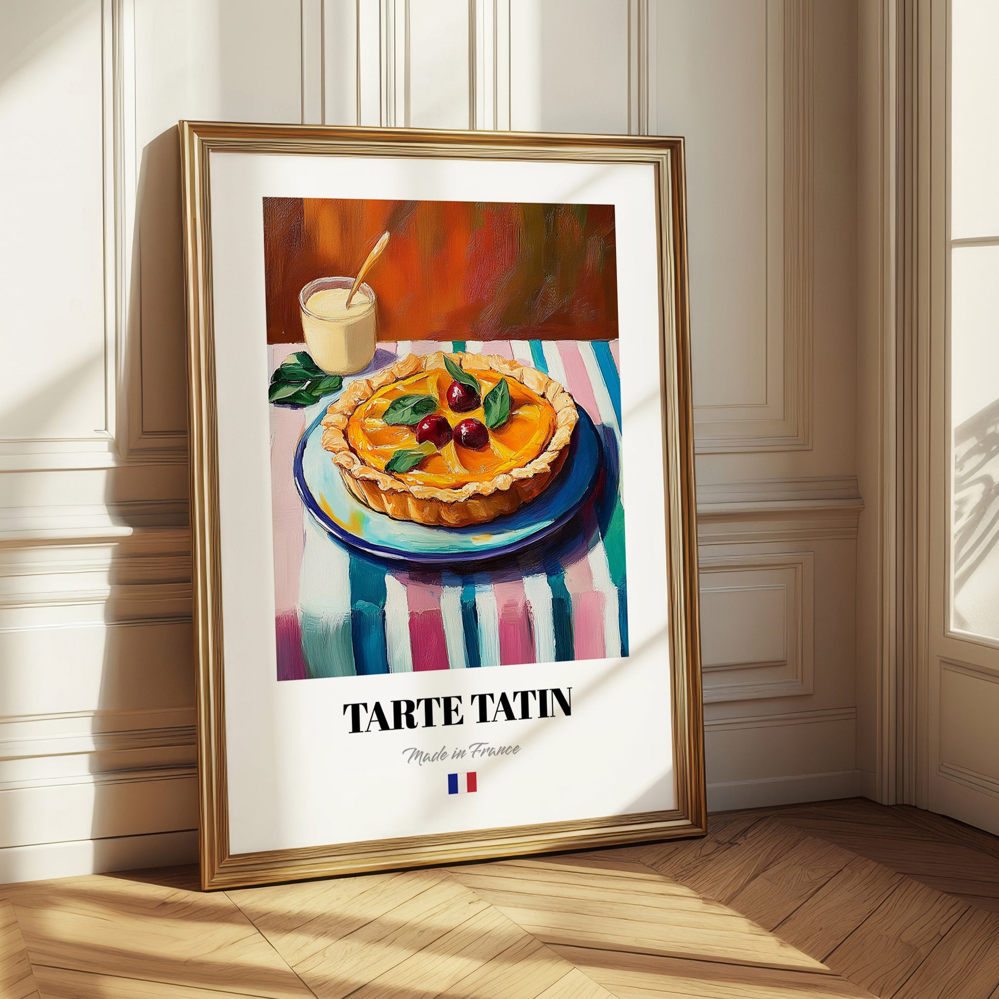 Tarte Tatin – Colorful Oil Painting, French French Dessert Still Life 