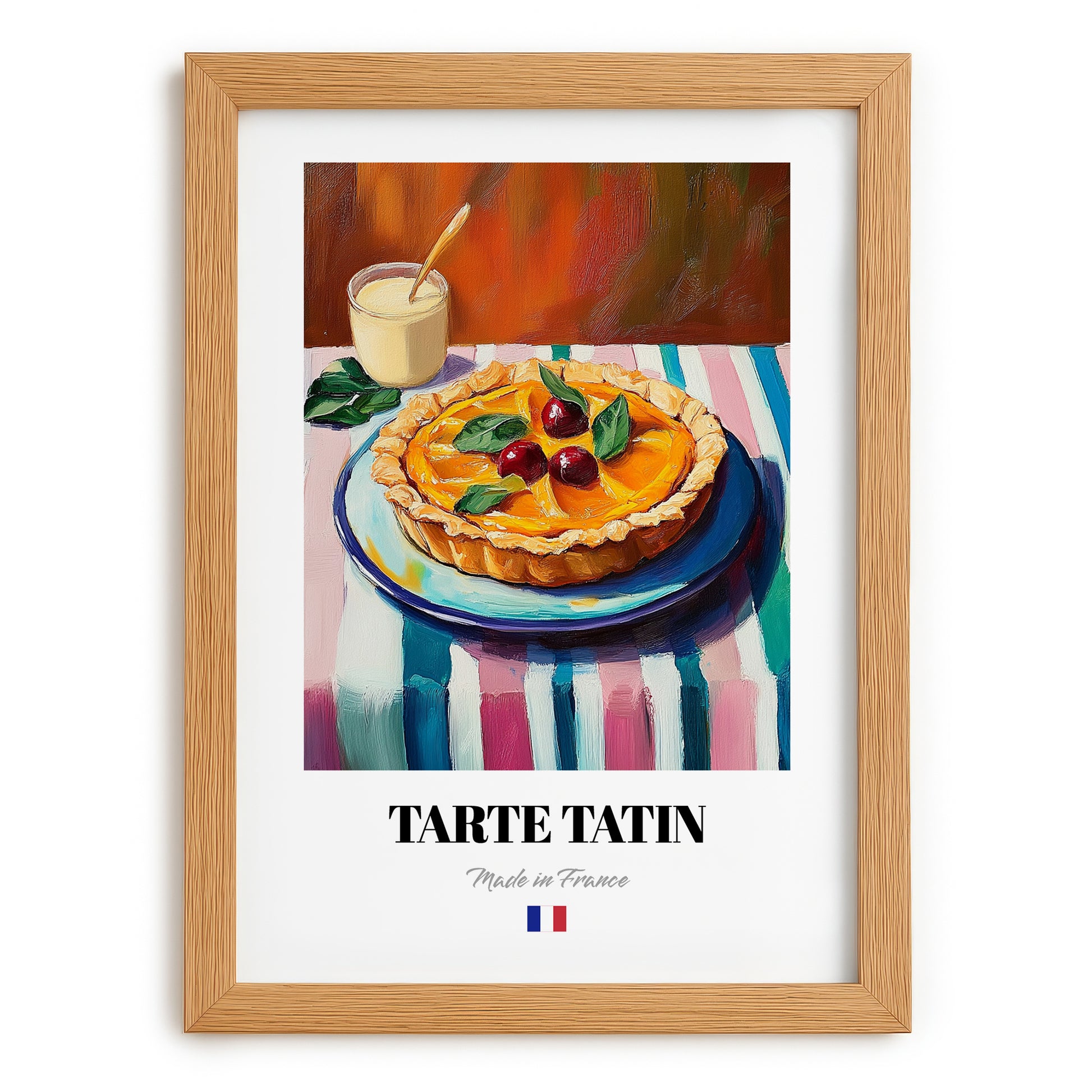 Tarte Tatin – Colorful Oil Painting, French French Dessert Still Life, set in oak frame