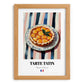 Tarte Tatin – on Striped Tablecloth, French French Dessert Poster, set in oak frame