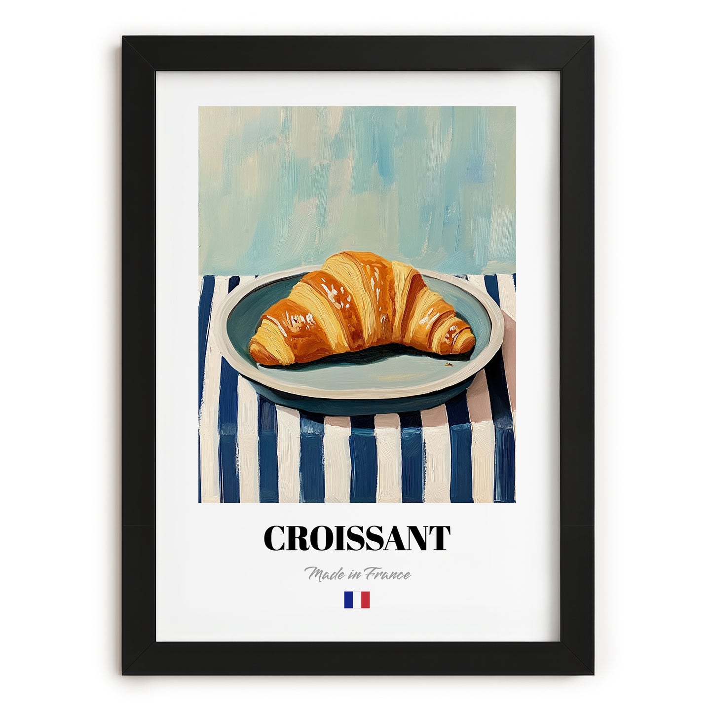 Croissant – Art, French French Pastry Still Life, in sleek black frame