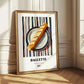 Baguette – on Striped Tablecloth, French Food Illustration