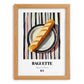 Baguette – on Striped Tablecloth, French Food Illustration, set in oak frame