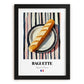 Baguette – on Striped Tablecloth, French Food Illustration, in sleek black frame