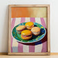 Macarons – Oil Painting, French French Dessert Illustration, no-text version framed in wood