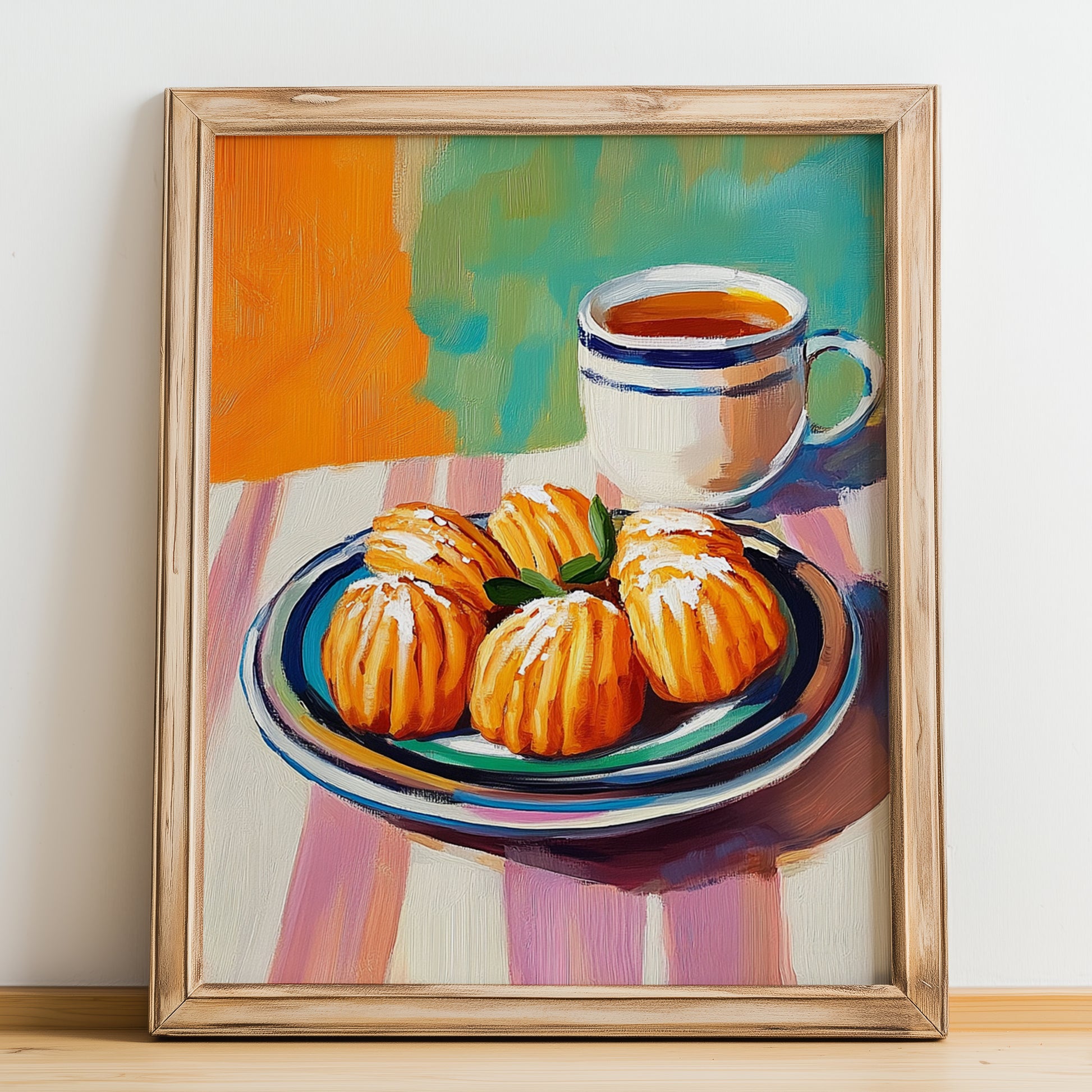 Madeleines – Art, French French Pastry Print, no-text version framed in wood