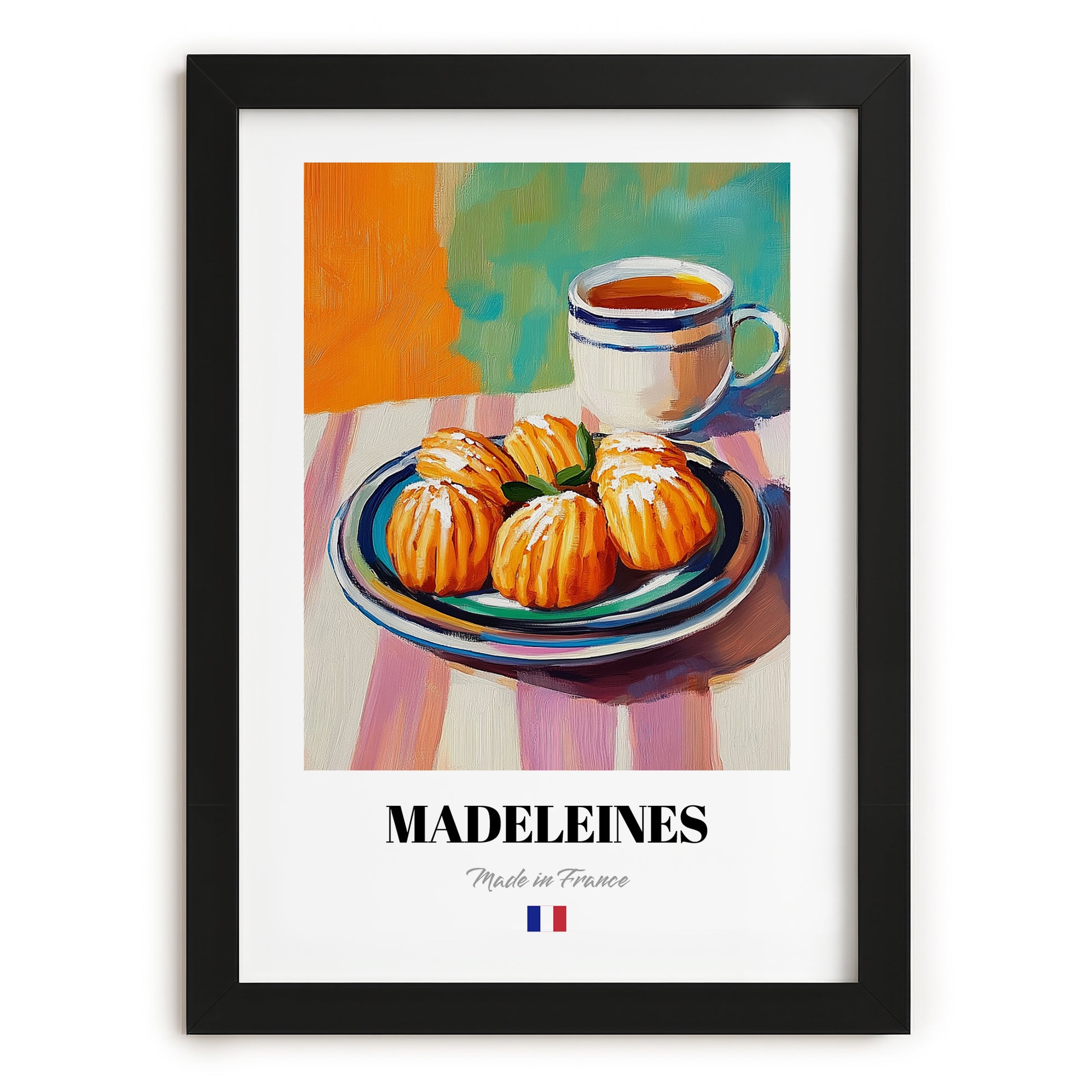 Madeleines – Art, French French Pastry Print, in sleek black frame