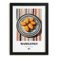 Madeleines – on Striped Tablecloth, French French Pastry Wall Decor, in sleek black frame