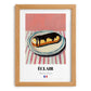 Éclair – on Striped Tablecloth, French French Pastry Still Life, set in oak frame