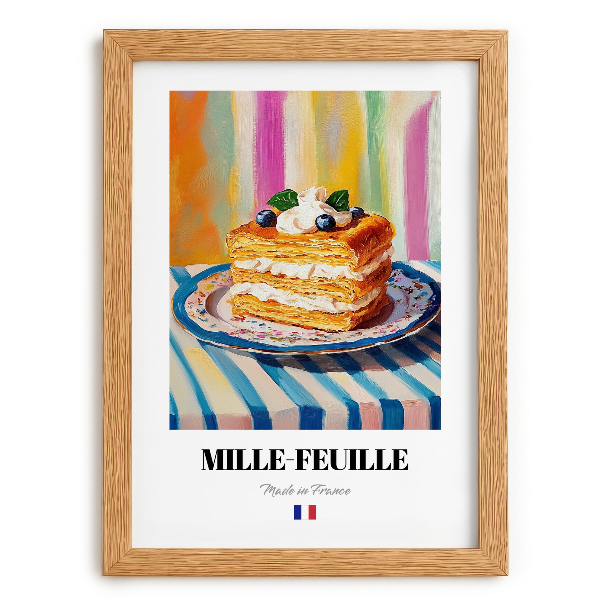 Mille-Feuille – Oil Painting, French French Pastry Painting, set in oak frame
