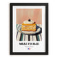 Mille-Feuille – on Striped Tablecloth, French French Pastry Illustration, in sleek black frame
