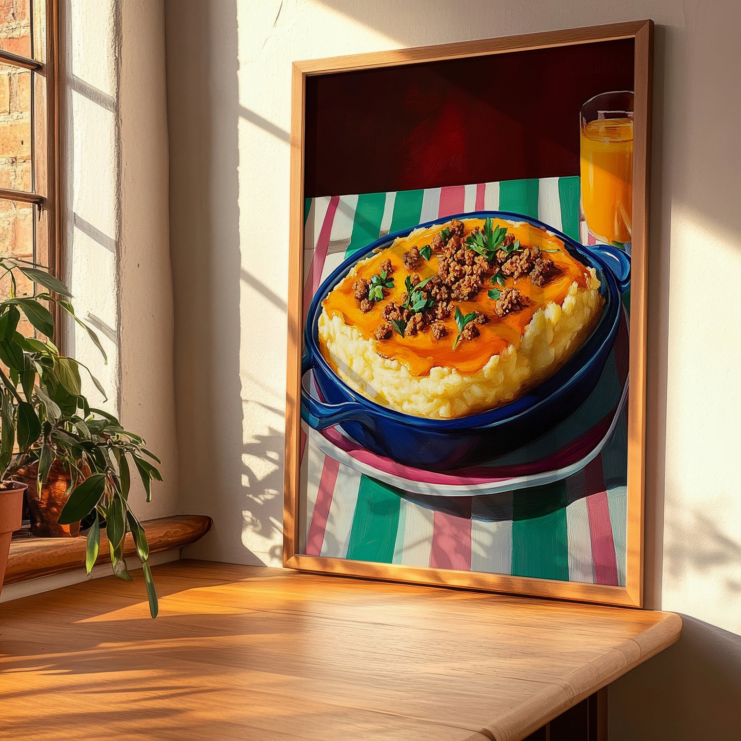 Hachis Parmentier – Oil Painting, French Food Poster, clean layout with no caption