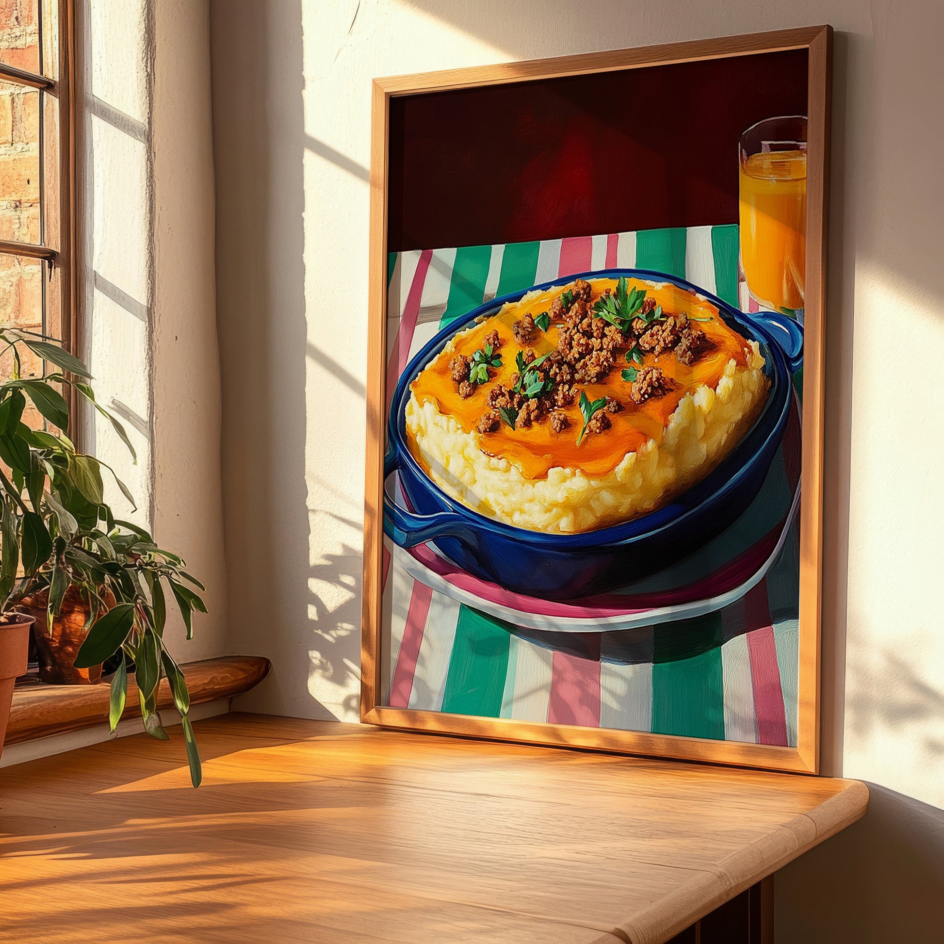 Hachis Parmentier – Oil Painting, French Food Poster, clean layout with no caption
