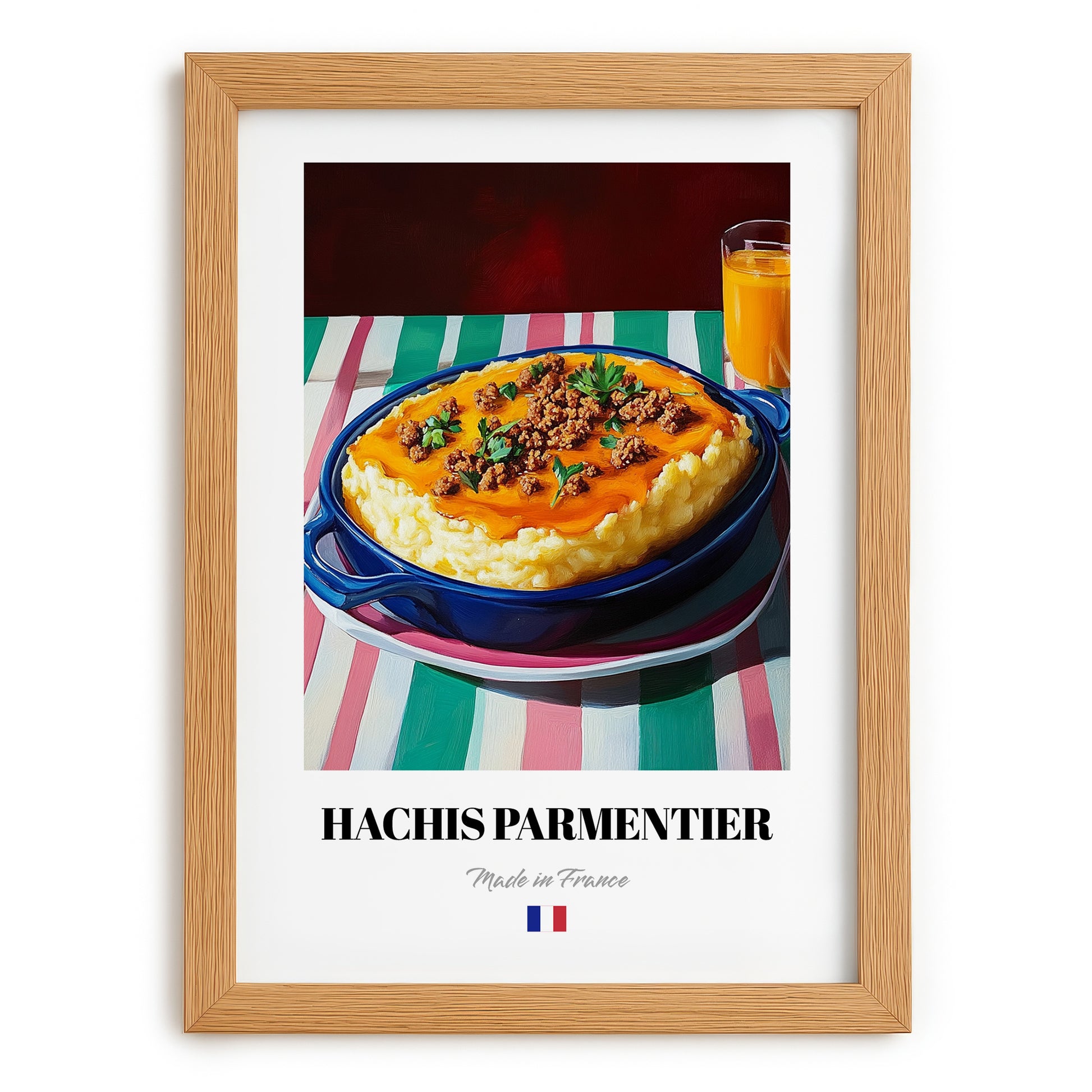 Hachis Parmentier – Oil Painting, French Food Poster, set in oak frame