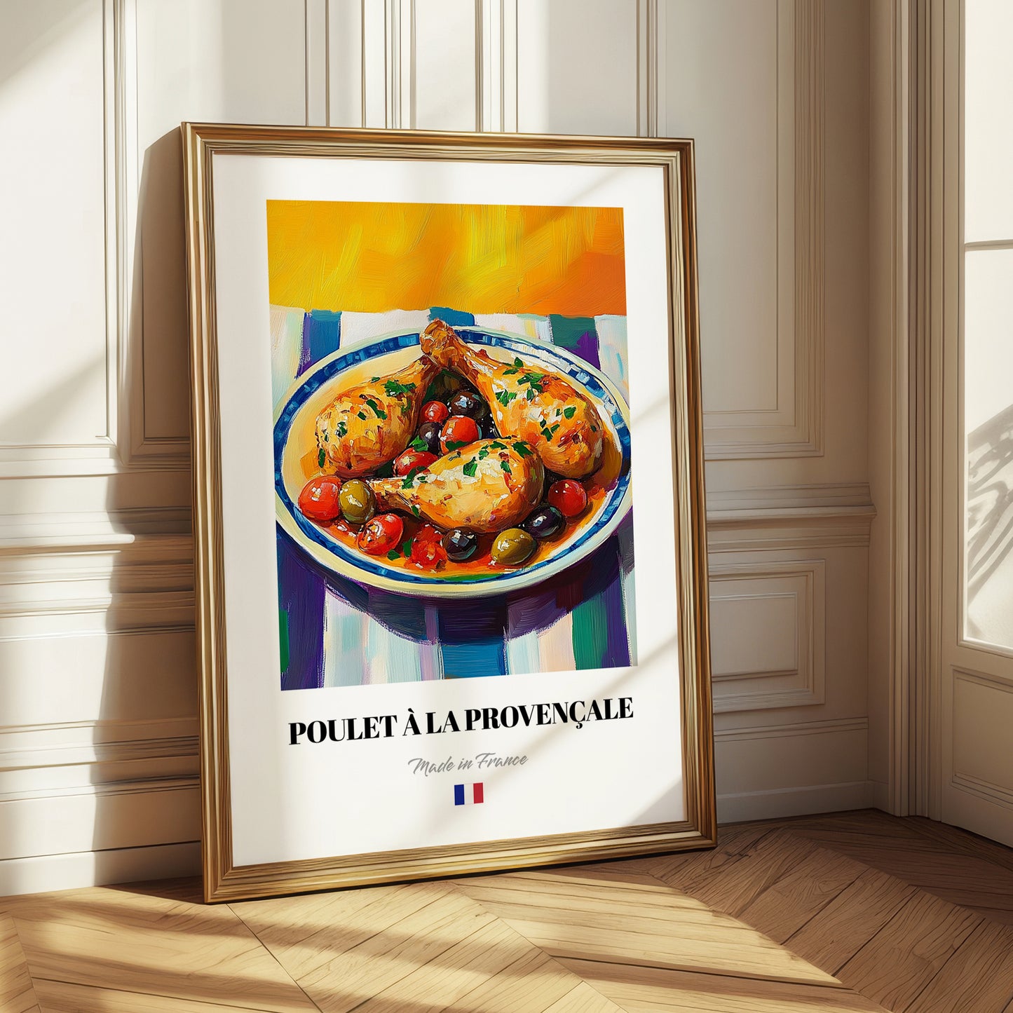 Poulet à la Provençale – Colorful Oil Painting, French Food Painting