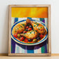 Poulet à la Provençale – Colorful Oil Painting, French Food Painting, no-text version framed in wood